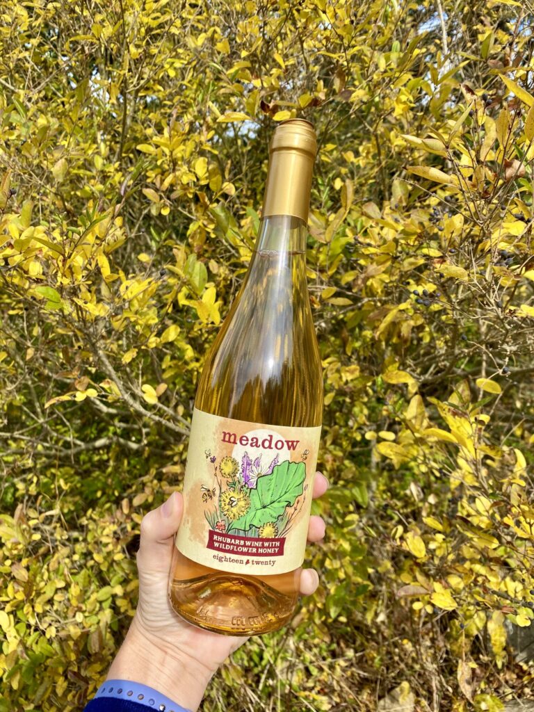 Bottle of Rhubarb wine from eighteen twenty wines